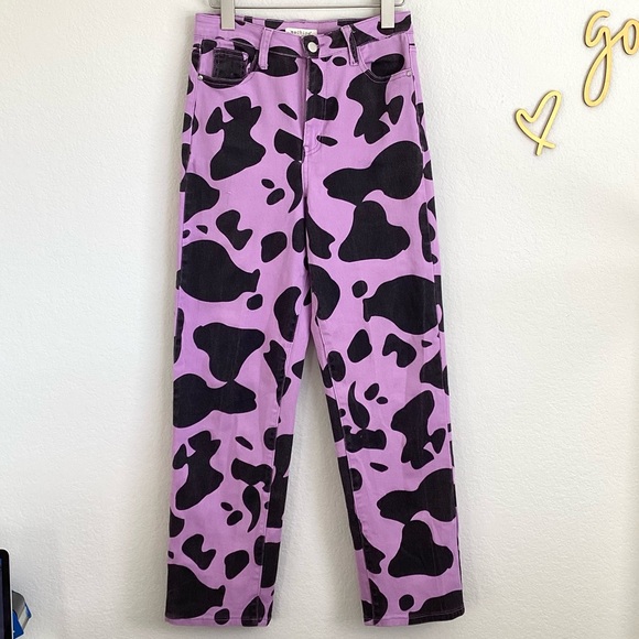 \Machine\ Purple Cow Print Jeans - Picture 2 of 16